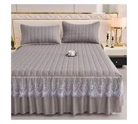 DAO-UPPSE 3-Piece Elegant Bedskirt Ensemble With Pillowcases, Premium Ruffle Design For Refined Bedroom Decor(Light gray,180 * 200cm/71 * 79in)