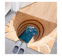 DAO-UPPSE 3D Optical Illusion Rug Bottomless Hole Effect - Non-Slip Visual Doormat For Indoor Outdoor Entryway Living Room(Yellow,60x90cm/24x36in)