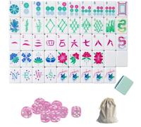 DAO-UPPSE 4 Layer Acrylic Mahjong Set 160 Tiles - Premium American Travel Game With Clear Engraving Carrying Bag 10 Dice 17 Colors(Mint green)
