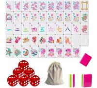 DAO-UPPSE 4-Layer Mahjong Set 160 Tiles - Premium Acrylic American Game With Dice & Bag(Rose red)