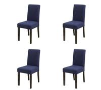 DAO-UPPSE 4 Pack Velvet-Like Chair Covers Stretch Slipcovers For Dining Room Hotel Banquet Fits Most Chairs (4 Pcs)(Navy blue)