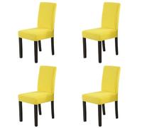 DAO-UPPSE 4 Pack Velvet-Like Chair Covers Stretch Slipcovers For Dining Room Hotel Banquet Fits Most Chairs (4 Pcs)(Lemon yellow)