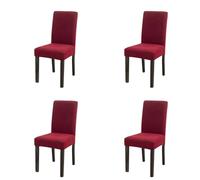 DAO-UPPSE 4 Pack Velvet-Like Chair Covers Stretch Slipcovers For Dining Room Hotel Banquet Fits Most Chairs (4 Pcs)(Wine red)