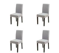 DAO-UPPSE 4 Pack Velvet-Like Chair Covers Stretch Slipcovers For Dining Room Hotel Banquet Fits Most Chairs (4 Pcs)(Light gray)