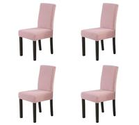 DAO-UPPSE 4 Pack Velvet-Like Chair Covers Stretch Slipcovers For Dining Room Hotel Banquet Fits Most Chairs (4 Pcs)(Pink)
