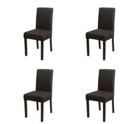 DAO-UPPSE 4 Pack Velvet-Like Chair Covers Stretch Slipcovers For Dining Room Hotel Banquet Fits Most Chairs (4 Pcs)(Black)