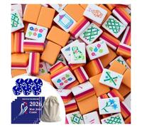 DAO-UPPSE Acrylic Mahjong Set 160 Tiles - 4-Layer American Game With Bag Dice & Hardboard Guide(Ochre)