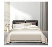 DAO-UPPSE Lace Embroidery Bedding Set 4Pcs Duvet Cover Sheet Pillowcases All Seasons White Pink Orange Gray Camel Blue(White,220 * 240cm/87 * 95in)