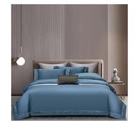 DAO-UPPSE Lace Embroidery Bedding Set 4Pcs Duvet Cover Sheet Pillowcases All Seasons White Pink Orange Gray Camel Blue(Blue,220 * 240cm/87 * 95in)