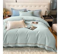 DAO-UPPSE Soft Cotton Bedding Set 4Pcs Duvet Cover Sheet Pillowcases Blue Light Red Gray Creamy White Gold Green Pink Light Blue(Green,220 * 240cm/87 * 95in)