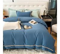 DAO-UPPSE Soft Cotton Bedding Set 4Pcs Duvet Cover Sheet Pillowcases Blue Light Red Gray Creamy White Gold Green Pink Light Blue(Blue,200 * 230cm/79 * 91in)