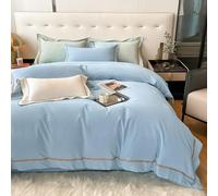 DAO-UPPSE Soft Cotton Bedding Set 4Pcs Duvet Cover Sheet Pillowcases Blue Light Red Gray Creamy White Gold Green Pink Light Blue(Light blue,200 * 230cm/79 * 91in)