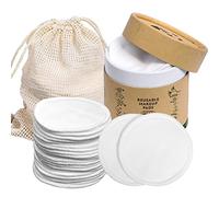 DAOB 20 Pcs Reusable Makeup Remover Pads,Bamboo Pads with Laundry Bag,Reusable Makeup Remover Pads Bamboo Washable Cotton Rounds with Cotton Laundry Bag and Round Box for Storage
