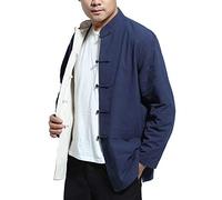 Daoba Mens Chinese Tang Suit Tops - Spring Autumn Both Sides Coat Long Sleeve Martial Arts Jacket Kung Fu Shirts China National Costumes