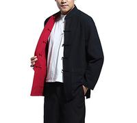 Daoba Mens Chinese Tang Suit Tops - Spring Autumn Both Sides Coat Long Sleeve Martial Arts Jacket Kung Fu Shirts China National Costumes
