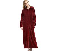 Daoba Women Dressing Gown, Flannel Soft Robe Cosy Bathrobes Fluffy Warm Hooded Housecoat for Cold Winter