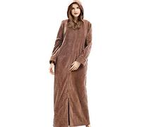 Daoba Women Dressing Gown, Flannel Soft Robe Cosy Bathrobes Fluffy Warm Hooded Housecoat for Cold Winter
