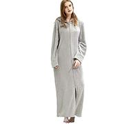 Daoba Women Dressing Gown, Flannel Soft Robe Cosy Bathrobes Fluffy Warm Hooded Housecoat for Cold Winter