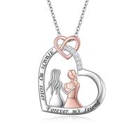 DAOCHONG 925 Sterling Silver Sister Heart Pendant Necklace Engraved Always My Sister Forever My Friend for Women Friendship Necklace Jewelry Gifts for Friends