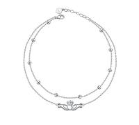 DAOCHONG Anklet for Women S925 Sterling Silver Adjustable Foot Beaded Claddagh Ankle Bracelet Anklets Jewelry (Style_4_Claddagh_9+1.5")