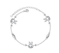 DAOCHONG Bunny Bracelet for Women 925 Sterling Silver Cute Rabbit Animal Charm Adjustable Link Bracelet Animal Jewelry Birthday Gifts for Teen Girls Mother Wife Daughter Family, 7+2 inches