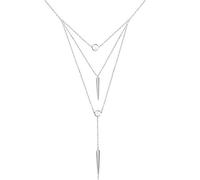 DAOCHONG Lariat Necklaces for Women S925 Sterling Silver Multilayer Layered Coin Bar Triple Chain Pendant Necklace Infinity Choker Necklace for Women