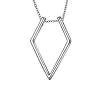 DAOCHONG S925 Sterling Silver Jewelry Open Rhombus Pendant Ring Holder Necklace Wedding Engagement Anniversary Infinity Love Gift for Her, Wife, Girlfriend, Fiancee