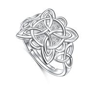 DAOCHONG Sterling Silver Good Luck Irish Celtic Witches Knot Ring Size 8