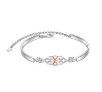 DAOCHONG Two Tone Irish Celtic Knot Bracelet 925 Sterling Silver Cubic Zirconia Infinity Love Good Luck Irish Cuff Bangle Birthday Mothers Day Jewelry for Women