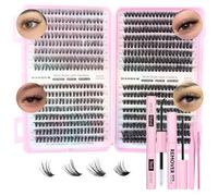 DAODER Wispy Lash Extensions Set, 640 Pieces Cluster Eyelashes Natural Looking 9-13mm 30D 40D 50D 60D Curl Individual Lashes Kit with Lash Bond Stamp Remover 30D+40D+50D+60D 9-13mm