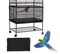 Daoeny Bird Cage Cover, Adjustable Soft Airy Nylon Mesh Net, Parrot Parakeet Macaw African Round Square Cages (Black)