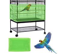 Daoeny Bird Cage Cover, Adjustable Soft Airy Nylon Mesh Net, Parrot Parakeet Macaw African Round Square Cages (Green)