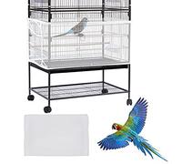 Daoeny Bird Cage Cover, Adjustable Soft Airy Nylon Mesh Net, Parrot Parakeet Macaw African Round Square Cages (White)