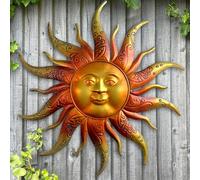 Daogtc Metal Sun Wall Art Decor-17.3 inches Rustic Retro Metal Sun Hanging Decoration for Indoor Outdoor,Metal Sun Art Sculpture for Home Garden Farmhouse Yard Patio Fence Living Room Bedroom