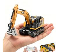 DAOGU Mini Excavator with Remote Control, 1:64 RC Alloy Construction Vehicle Toys, STEM Tools for Learning Programming for 3 4 5 6 7 8-12 Year Old Kids Gift
