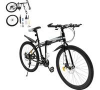 DAOHHFO 26 Inch Adult Folding Mountain Bike, 21 Speed Folding Bikes for Adults, Adult Mens Mountain Bikes Adjustable Seat Height & Dual Front Mechanical Disc Brakes for Men Women