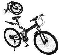 DAOHHFO 26 Inch Adult Folding Mountain Bike, 21 Speed Folding Bikes for Adults, Mountain Bikes Adjustable Seat Height & Dual Front Mechanical Disc Brakes for Adult Men Women (Black)