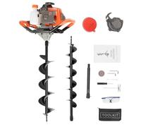 DAOHHFO 71cc 2 Stroke Petrol Earth Auger - Fence Post Hole Digger Ground Hole Borer Digger with 4" 6" 8" Bit & 12in Extension Rod, Garden Hole Digger Complete Kits for Tree Plant Holes, Fence Posts