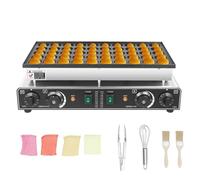 DAOHHFO Commercial Electric Dutch Pancake Maker, 220V Dutch Poffertjes Maker 50pcs Mini Baker Machine Iron Baker, 50-300℃ Two Independent Temperature Control, Nonstick Arepa Maker for Home/Bakeries