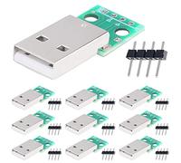 DAOKAI 10 Pcs USB 2.0 Male to DIP Adapter 2.54mm 4 Pin USB 2.0 to DIP Converter Breakout Board for DIY Power Supply with 40 Pin Header
