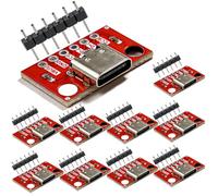 DAOKAI 10 pcs USB Type C Breakout Board 3.1 Serial Basic Breakout Female Connector 2cc DIY Type 16P Red PCB Converter Adapter Board with Male 6 Pin Header 2.54mm / 0.1 Inch DIP for Data Transfer