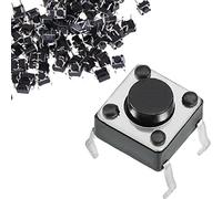 DAOKAI 100PCS Tactile Tact Push Button 4 Pins 6x6x4.3mm Vertical Momentary Switch Miniature Button Switch Black Electronic Components for Panel PCB