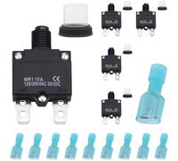 DAOKAI 10A Circuit Breaker 125/250V AC 32V DC Push Button Circuit Breaker Thermal Overload Protector Switch with Manual Reset, for Power Strips - 5PCS