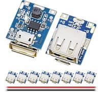 DAOKAI 10Pcs 5V Step Up Board Lithium Battery Charging Protection Board Step Up Power Module 134N3P Charger Board LED Indicator for DIY Charger with 24AWG Cable