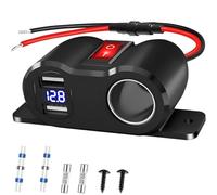 DAOKAI 120W Cigarette Lighter Socket Splitter Dual 18W QC3.0 USB A Ports Car Charger Outlet with LED Voltmeter/Rocker 12V Car Charger Power Adapter for Car RV Boat Motorcycle