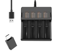 DAOKAI 18650 Battery Charger,4 Bay Smart Universal Charger LED Display Compatible 26650 21700 18650 18490 16340 14500 10440 for 3.7V Li-ion Rechargeable Battery