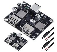 DAOKAI 2 Pcs 6-32V 9V 12V 24V to 5V Fast Charging Module Dual USB QC3.0 QC2.0 Buck Converter Step-Down Quick Charger Circuit Board With Power Cable