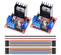 DAOKAI 2 Pcs L298N Motor Drive Controller Board DC Dual H-Bridge Robot Stepper Motor Control Module for Arduino Smart Car Power with Dupont Cable, 24AWG Wire