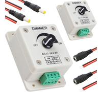 DAOKAI 2 pcs PWM Dimming Controller DC 12-24V 8Amp 0%-100% LED Dimming with DC Male Cable DC Female Cable for LED Lights, Ribbon Lights,Tape Lights, etc