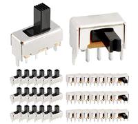 DAOKAI 20 Pcs High Knob Vertical Slide Switches SPDT 3 Pin 2 Position 1P2T 5mm SS12F44 & SK12D07 Panel Mount Micro Mini Latching Toggle Switch for Toy/Audio Equipment/DIY